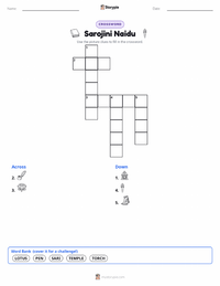Sarojini Naidu printable worksheet preview