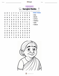 Sarojini Naidu printable worksheet preview