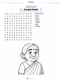 Aperçu de la feuille de travail imprimable Sarojini Naidu
