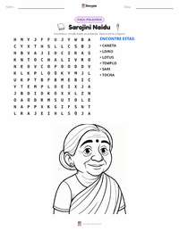 Prévia da folha de atividades imprimível Sarojini Naidu