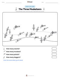 The Three Musketeers printable worksheet preview