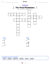 The Three Musketeers printable worksheet preview