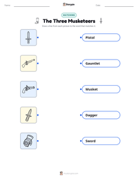 The Three Musketeers printable worksheet preview