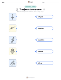 Podgląd drukowalnego arkusza ćwiczeń Trzej muszkieterowie