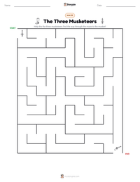 The Three Musketeers printable worksheet preview