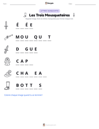 Aperçu de la feuille de travail imprimable Les Trois Mousquetaires