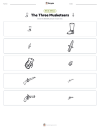 The Three Musketeers printable worksheet preview