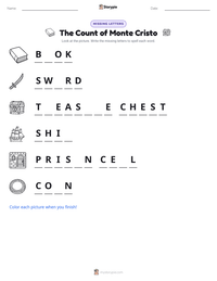 The Count of Monte Cristo printable worksheet preview