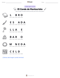 Vista previa de la hoja de trabajo imprimible de El Conde de Montecristo