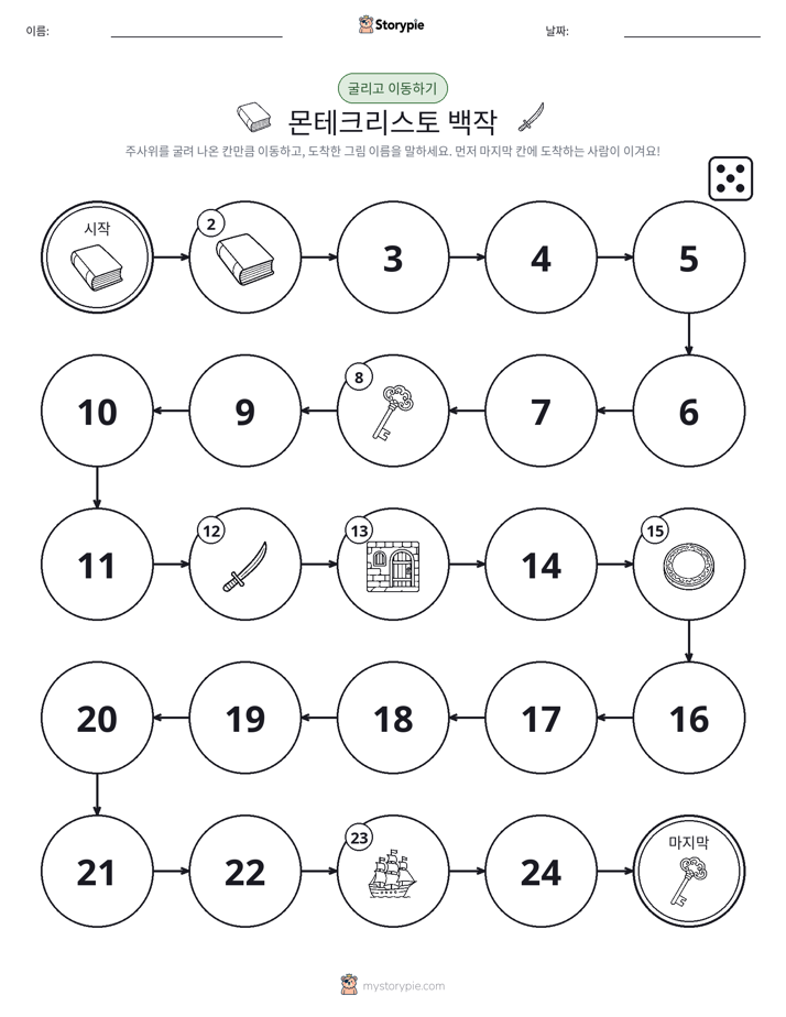 주사위 굴리고 이동하기 게임