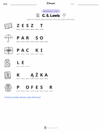 Podgląd drukowalnego arkusza ćwiczeń C. S. Lewis