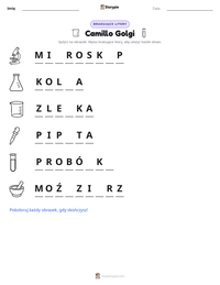 Podgląd drukowalnego arkusza ćwiczeń Camillo Golgi