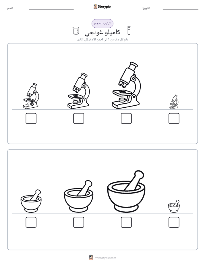ترتيب الحجم