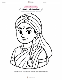 Página para colorear de Rani Lakshmibai para niños