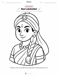 Trang tô màu Rani Lakshmibai cho trẻ em