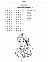 Prévia da folha de atividades imprimível Rani Lakshmibai