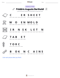 Frédéric Auguste Bartholdi printable worksheet preview