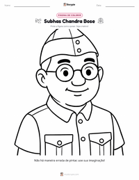 Página de colorir Subhas Chandra Bose para crianças