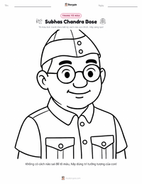 Trang tô màu Subhas Chandra Bose cho trẻ em