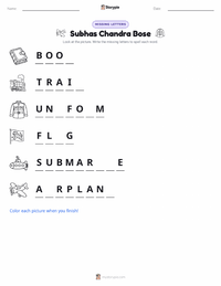 Subhas Chandra Bose printable worksheet preview