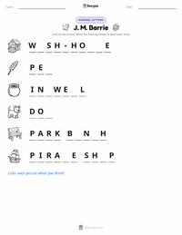 J. M. Barrie printable worksheet preview