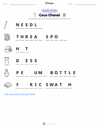 Coco Chanel printable worksheet preview