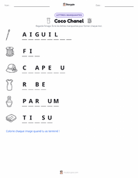 Aperçu de la feuille de travail imprimable Coco Chanel