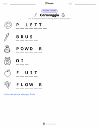 Caravaggio printable worksheet preview