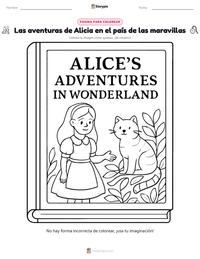 Página para colorear de Las aventuras de Alicia en el país de las maravillas para niños