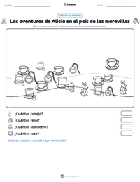 Vista previa de la hoja de trabajo imprimible de Las aventuras de Alicia en el país de las maravillas