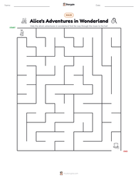 Alice's Adventures in Wonderland printable worksheet preview