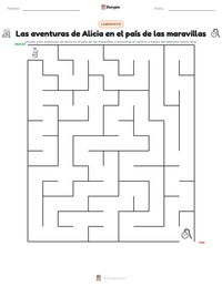 Vista previa de la hoja de trabajo imprimible de Las aventuras de Alicia en el país de las maravillas