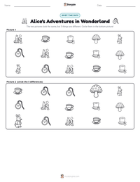 Alice's Adventures in Wonderland printable worksheet preview