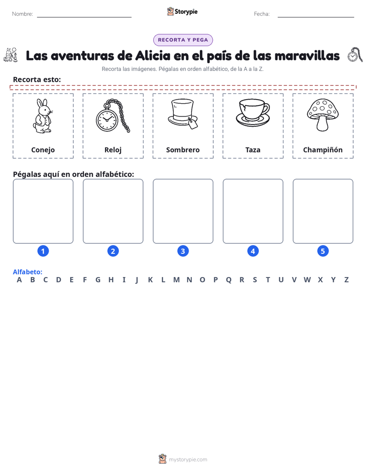 Cortar y Pegar el Alfabeto