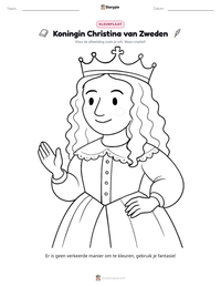 Koningin Christina van Zweden afdrukbare werkblad voorbeeld