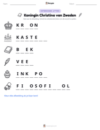 Koningin Christina van Zweden afdrukbare werkblad voorbeeld