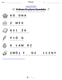 Podgląd drukowalnego arkusza ćwiczeń Królowa Krystyna Szwedzka