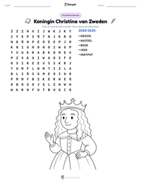 Koningin Christina van Zweden afdrukbare werkblad voorbeeld
