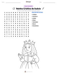 Prévia da folha de atividades imprimível Rainha Cristina da Suécia
