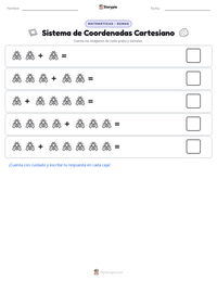 Vista previa de la hoja de trabajo imprimible de Sistema de Coordenadas Cartesianas