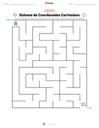 Vista previa de la hoja de trabajo imprimible de Sistema de Coordenadas Cartesianas