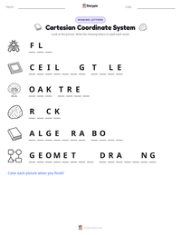Cartesian Coordinate System printable worksheet preview