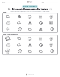 Vista previa de la hoja de trabajo imprimible de Sistema de Coordenadas Cartesianas