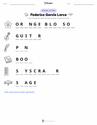 Federico García Lorca printable worksheet preview