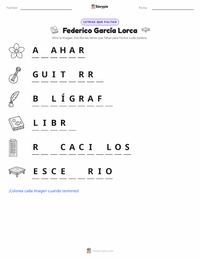 Vista previa de la hoja de trabajo imprimible de Federico García Lorca