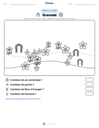 Aperçu de la feuille de travail imprimable Grenade