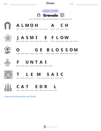 Granada printable worksheet preview