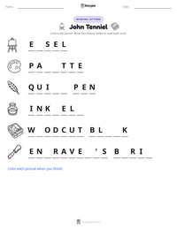 John Tenniel printable worksheet preview