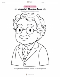 Página para colorear de Jagadish Chandra Bose para niños