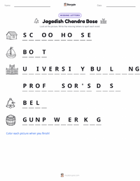 Jagadish Chandra Bose printable worksheet for kids